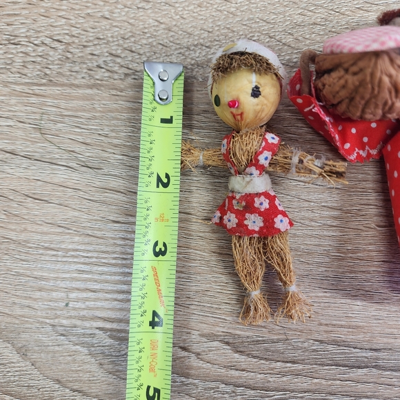 MCM VINTAGE Straw Mouse Scarecrow Corn Husk Lady Christmas Ornament Lot - Picture 10 of 13